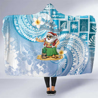 Hawaii Mele Kalikimaka Hooded Blanket Hula Santa Retro Style Blue LT05 One Size Blue - Polynesian Pride