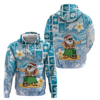 Hawaii Mele Kalikimaka Hoodie Hula Santa Retro Style Blue - Polynesian Pride