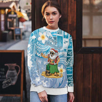 Hawaii Mele Kalikimaka Ugly Christmas Sweater Hula Santa Retro Style Blue - Polynesian Pride