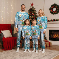 Hawaii Mele Kalikimaka Christmas Pajama Set Hula Santa Retro Style Blue - Polynesian Pride