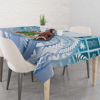 Hawaii Mele Kalikimaka Tablecloth Hula Santa Retro Style Blue - Polynesian Pride