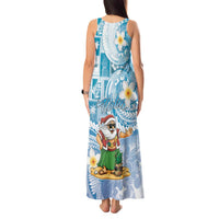 Hawaii Mele Kalikimaka Tank Maxi Dress Hula Santa Retro Style Blue - Polynesian Pride