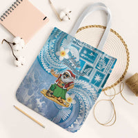 Hawaii Mele Kalikimaka Tote Bag Hula Santa Retro Style Blue - Polynesian Pride