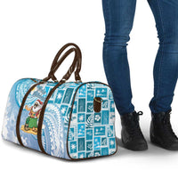 Hawaii Mele Kalikimaka Travel Bag Hula Santa Retro Style Blue - Polynesian Pride