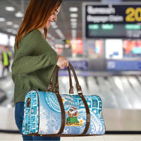 Hawaii Mele Kalikimaka Travel Bag Hula Santa Retro Style Blue - Polynesian Pride