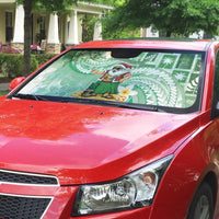 Hawaii Mele Kalikimaka Auto Sun Shade Hula Santa Retro Style Green - Polynesian Pride