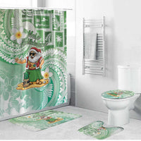Hawaii Mele Kalikimaka Bathroom Set Hula Santa Retro Style Green - Polynesian Pride