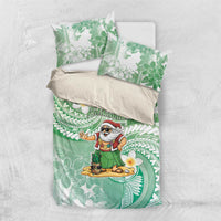 Hawaii Mele Kalikimaka Bedding Set Hula Santa Retro Style Green LT05 US Twin 172cm x 218cm Green - Polynesian Pride