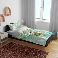 Hawaii Mele Kalikimaka Bedding Set Hula Santa Retro Style Green LT05 - Polynesian Pride