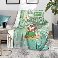 Hawaii Mele Kalikimaka Blanket Hula Santa Retro Style Green - Polynesian Pride