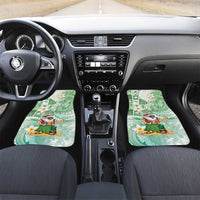 Hawaii Mele Kalikimaka Car Mats Hula Santa Retro Style Green LT05 Set 2pcs - Front Green - Polynesian Pride