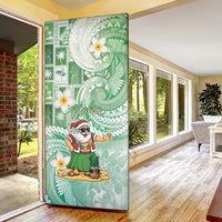 Hawaii Mele Kalikimaka Door Cover Hula Santa Retro Style Green - Polynesian Pride