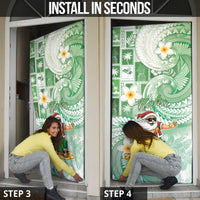 Hawaii Mele Kalikimaka Door Cover Hula Santa Retro Style Green - Polynesian Pride