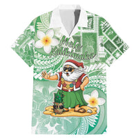 Hawaii Mele Kalikimaka Family Matching Mermaid Dress and Hawaiian Shirt Hula Santa Retro Style Green - Polynesian Pride