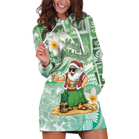 Hawaii Mele Kalikimaka Hoodie Dress Hula Santa Retro Style Green - Polynesian Pride