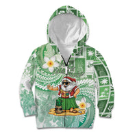 Hawaii Mele Kalikimaka Kid Hoodie Hula Santa Retro Style Green - Polynesian Pride
