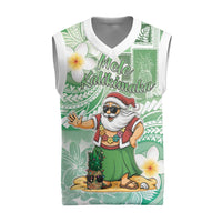 Hawaii Mele Kalikimaka Christmas Knitted V-Neck Vest Hula Santa Retro Style Green - Polynesian Pride