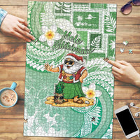 Hawaii Mele Kalikimaka Puzzle Hula Santa Retro Style Green - Polynesian Pride