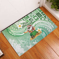 Hawaii Mele Kalikimaka Rubber Doormat Hula Santa Retro Style Green - Polynesian Pride