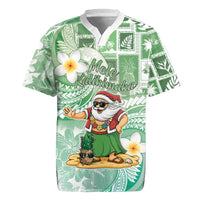 Hawaii Mele Kalikimaka Rugby Jersey Hula Santa Retro Style Green LT05 Green - Polynesian Pride