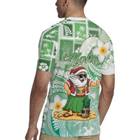 Hawaii Mele Kalikimaka Rugby Jersey Hula Santa Retro Style Green LT05 - Polynesian Pride