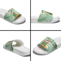 Hawaii Mele Kalikimaka Slide Sandals Hula Santa Retro Style Green - Polynesian Pride