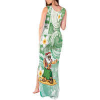 Hawaii Mele Kalikimaka Tank Maxi Dress Hula Santa Retro Style Green - Polynesian Pride