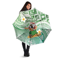 Hawaii Mele Kalikimaka Umbrella Hula Santa Retro Style Green - Polynesian Pride