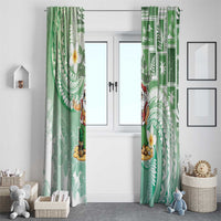 Hawaii Mele Kalikimaka Window Curtain Hula Santa Retro Style Green - Polynesian Pride