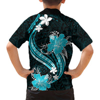 Aqua Polynesian Pattern With Tropical Flowers Hawaiian Shirt LT05 - Polynesian Pride