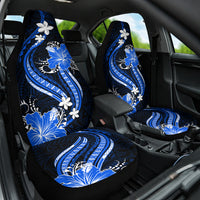 Blue Polynesian Pattern With Tropical Flowers Car Seat Cover LT05 One Size Blue - Polynesian Pride