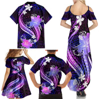 Galaxy Polynesian Pattern With Tropical Flowers Family Matching Summer Maxi Dress and Hawaiian Shirt LT05 - Polynesian Pride