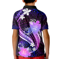 Galaxy Polynesian Pattern With Tropical Flowers Kid Polo Shirt LT05 - Polynesian Pride