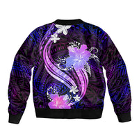 Galaxy Polynesian Pattern With Tropical Flowers Sleeve Zip Bomber Jacket LT05 - Polynesian Pride
