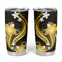 Gold Polynesian Pattern With Tropical Flowers Tumbler Cup