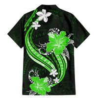 Green Polynesian Pattern With Tropical Flowers Family Matching Mermaid Dress and Hawaiian Shirt LT05 - Polynesian Pride