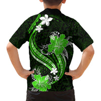 Green Polynesian Pattern With Tropical Flowers Family Matching Tank Maxi Dress and Hawaiian Shirt LT05 - Polynesian Pride