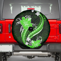 Green Polynesian Pattern With Tropical Flowers Spare Tire Cover LT05 - Polynesian Pride