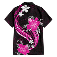 Pink Polynesian Pattern With Tropical Flowers Family Matching Short Sleeve Bodycon Dress and Hawaiian Shirt LT05 - Polynesian Pride