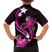 Pink Polynesian Pattern With Tropical Flowers Family Matching Tank Maxi Dress and Hawaiian Shirt LT05 - Polynesian Pride