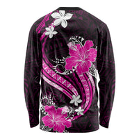 Pink Polynesian Pattern With Tropical Flowers Long Sleeve Shirt LT05 - Polynesian Pride