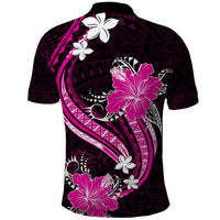 Pink Polynesian Pattern With Tropical Flowers Polo Shirt LT05 - Polynesian Pride