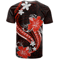 Red Polynesian Pattern With Tropical Flowers T Shirt LT05 - Polynesian Pride