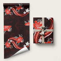 Red Polynesian Pattern With Tropical Flowers Wrapping Paper - Polynesian Pride
