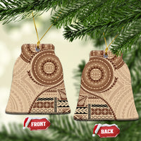 Samoa Siapo Pattern Simple Style Ceramic Ornament LT05 Bell Flake Brown - Polynesian Pride