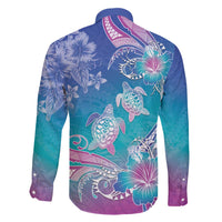 Polynesia Sea Turtle Couple Family Matching Off The Shoulder Long Sleeve Dress and Hawaiian Shirt Love Is Life