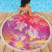 Polynesia Sea Turtle Couple Beach Blanket One Soul One Love