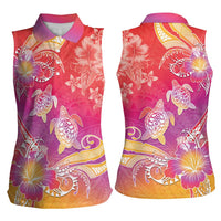 Polynesia Sea Turtle Couple Women Sleeveless Polo Shirt One Soul One Love