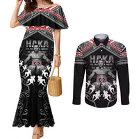 New Zealand Aotearoa Couples Matching Mermaid Dress and Long Sleeve Button Shirt Traditional Kapa Haka