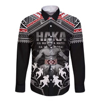 New Zealand Aotearoa Long Sleeve Button Shirt Traditional Kapa Haka LT05 Unisex Black - Polynesian Pride